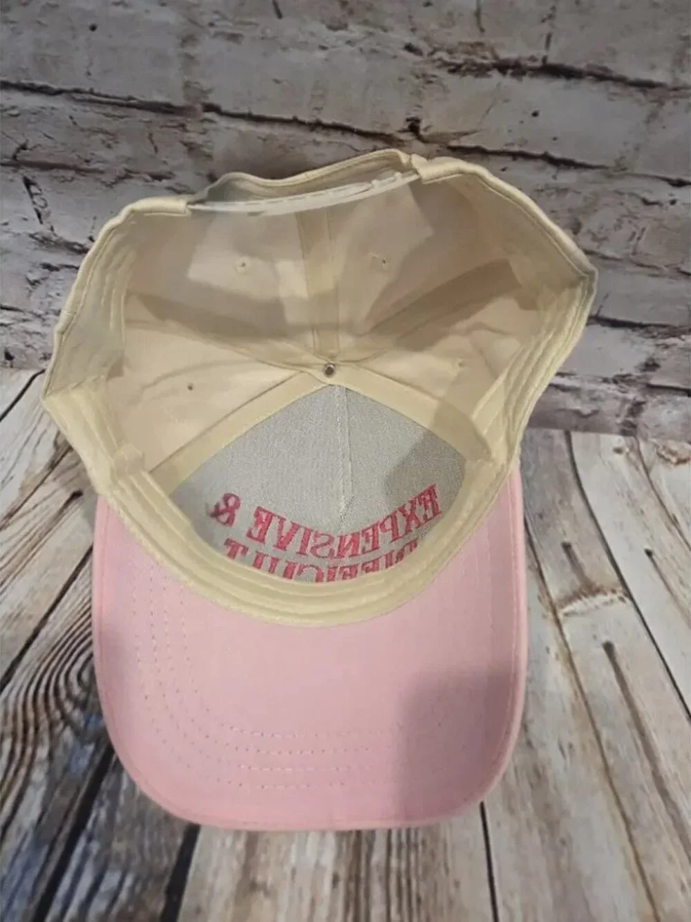 “EXPENSIVE & DIFFICULT” Ivory & Pink Embroidered Snap Back Trucker Hat BRAND-NEW